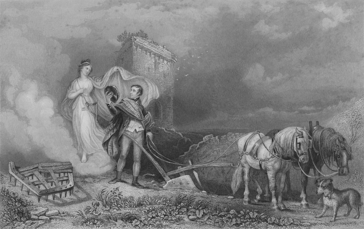 The Genius of Poetry Finding Brænder ved Ploven, 1840 af John Rogers