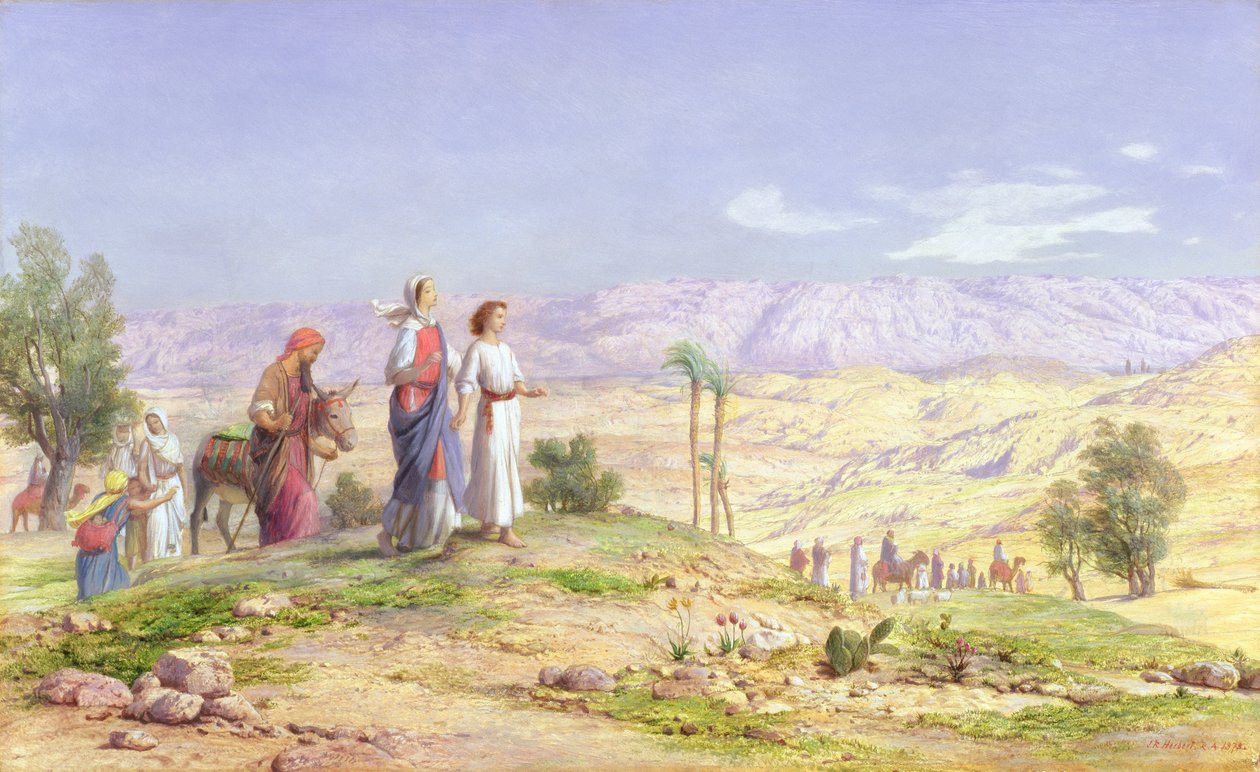 Den hellige familie nærmer sig Jerusalem fra Nazareth, 1878 (olie over blyant om bord) af John Rogers Herbert