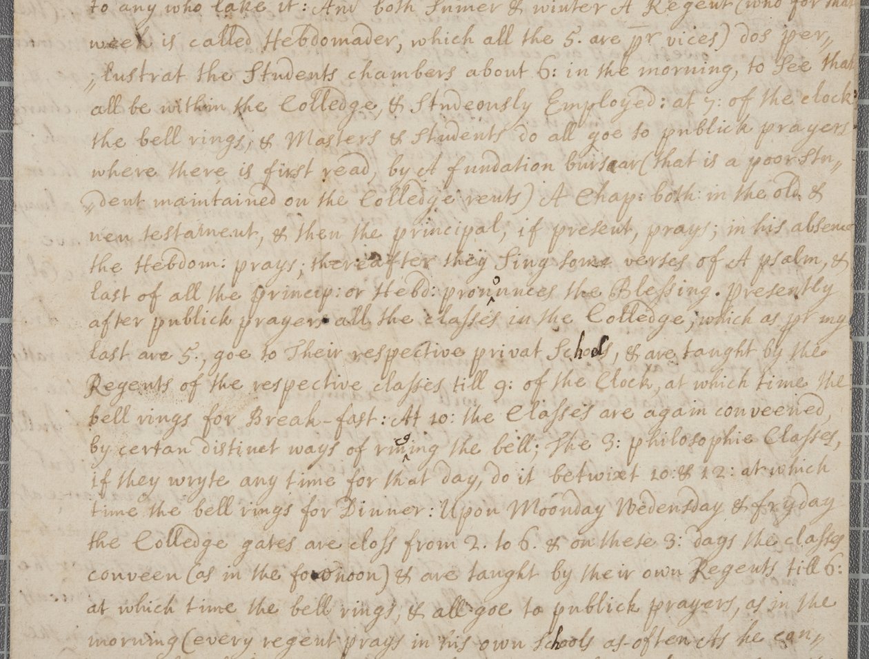 Et brev fra John Row, en elev ved St. Andrews, til sin onkel, 1691 af John Row