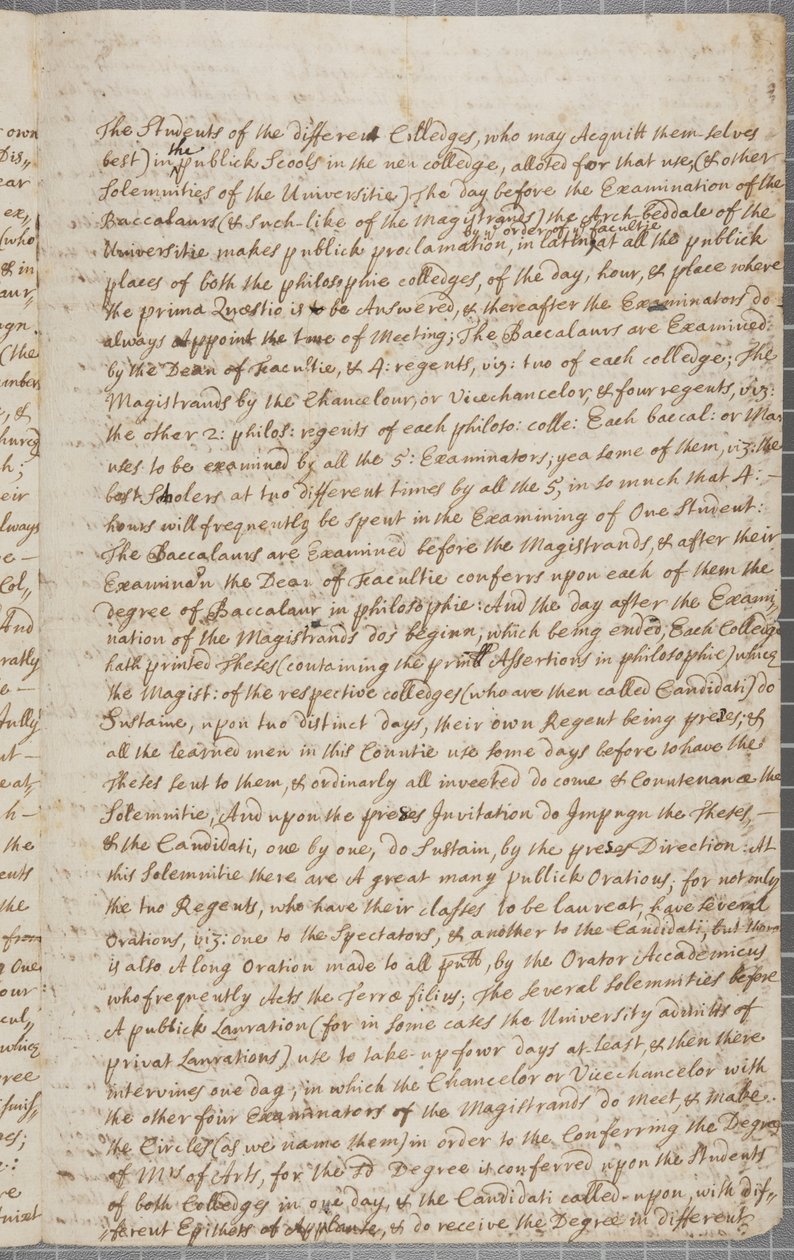 Et brev fra John Row, en elev ved St. Andrews, til sin onkel, 1691 af John Row