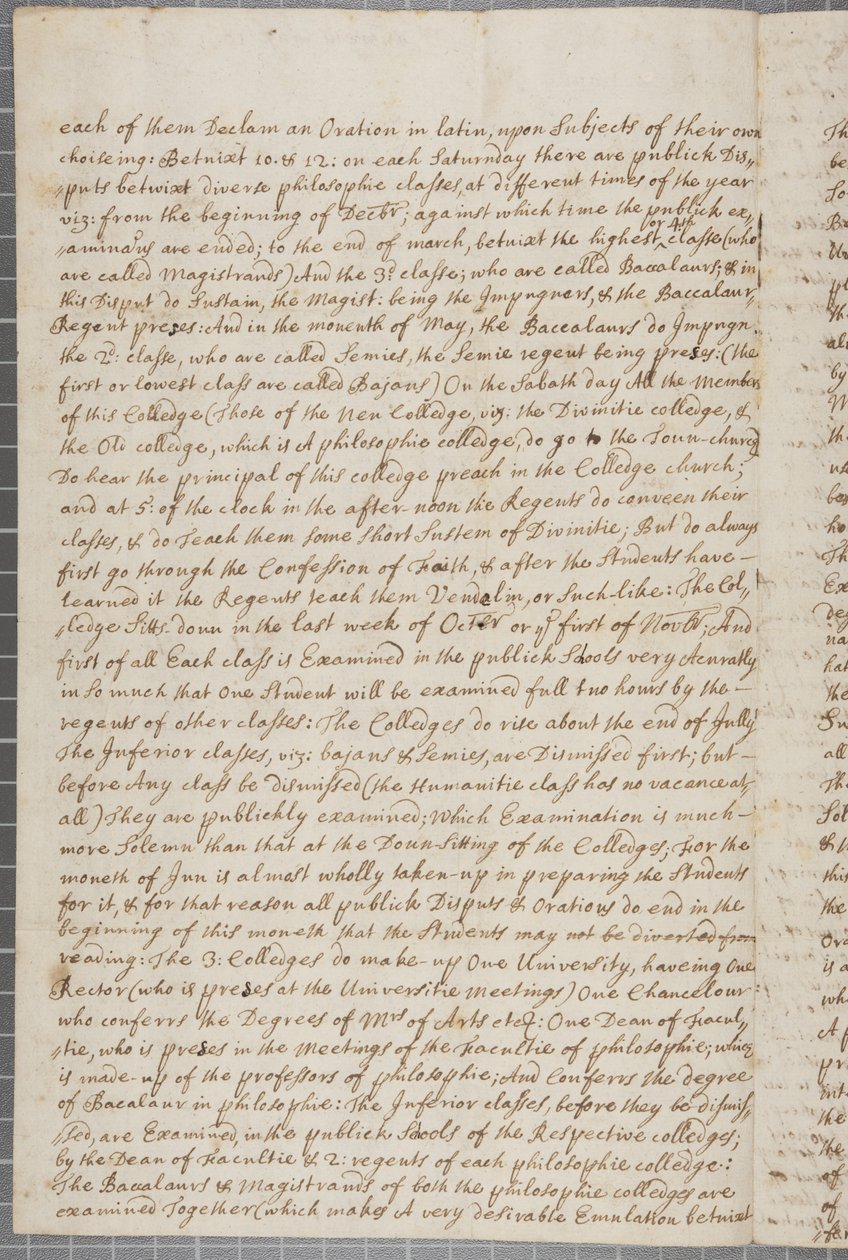 Et brev fra John Row, en elev ved St. Andrews, til sin onkel, 1691 af John Row