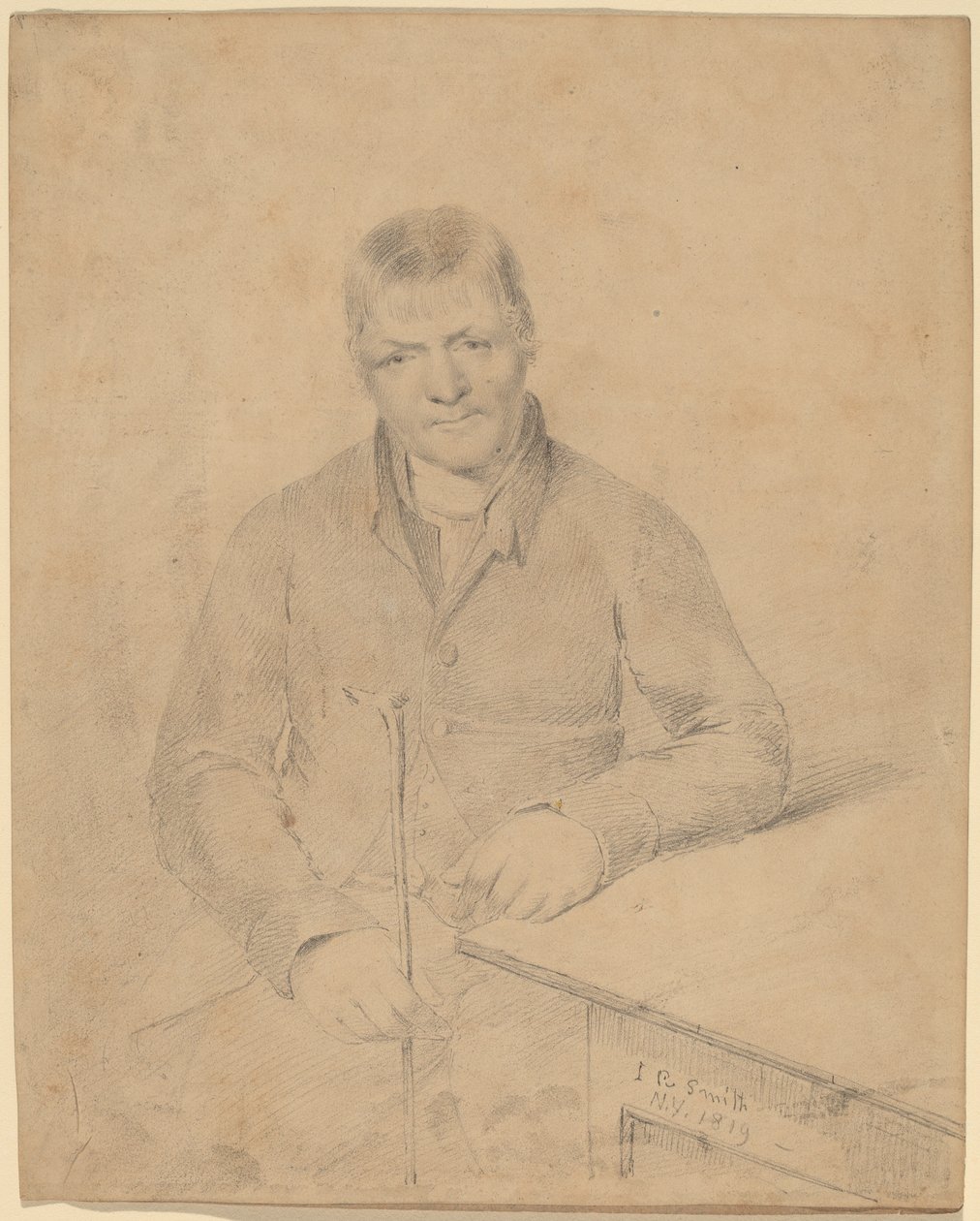 Mand siddende ved et bord af John Rubens Smith