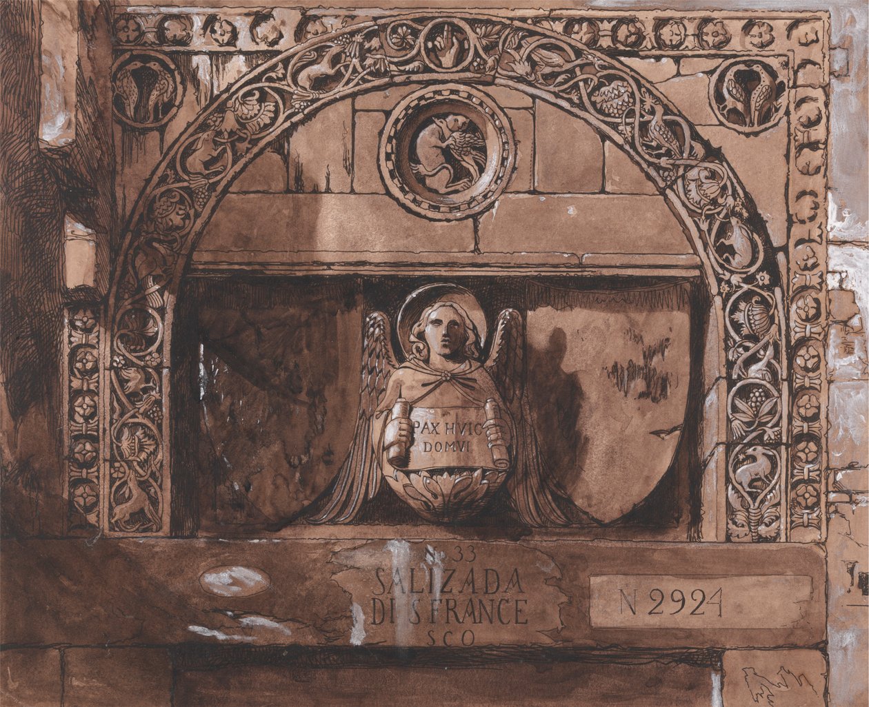 Dørhoved til Palazzo Contarini della Porta di Ferro af John Ruskin