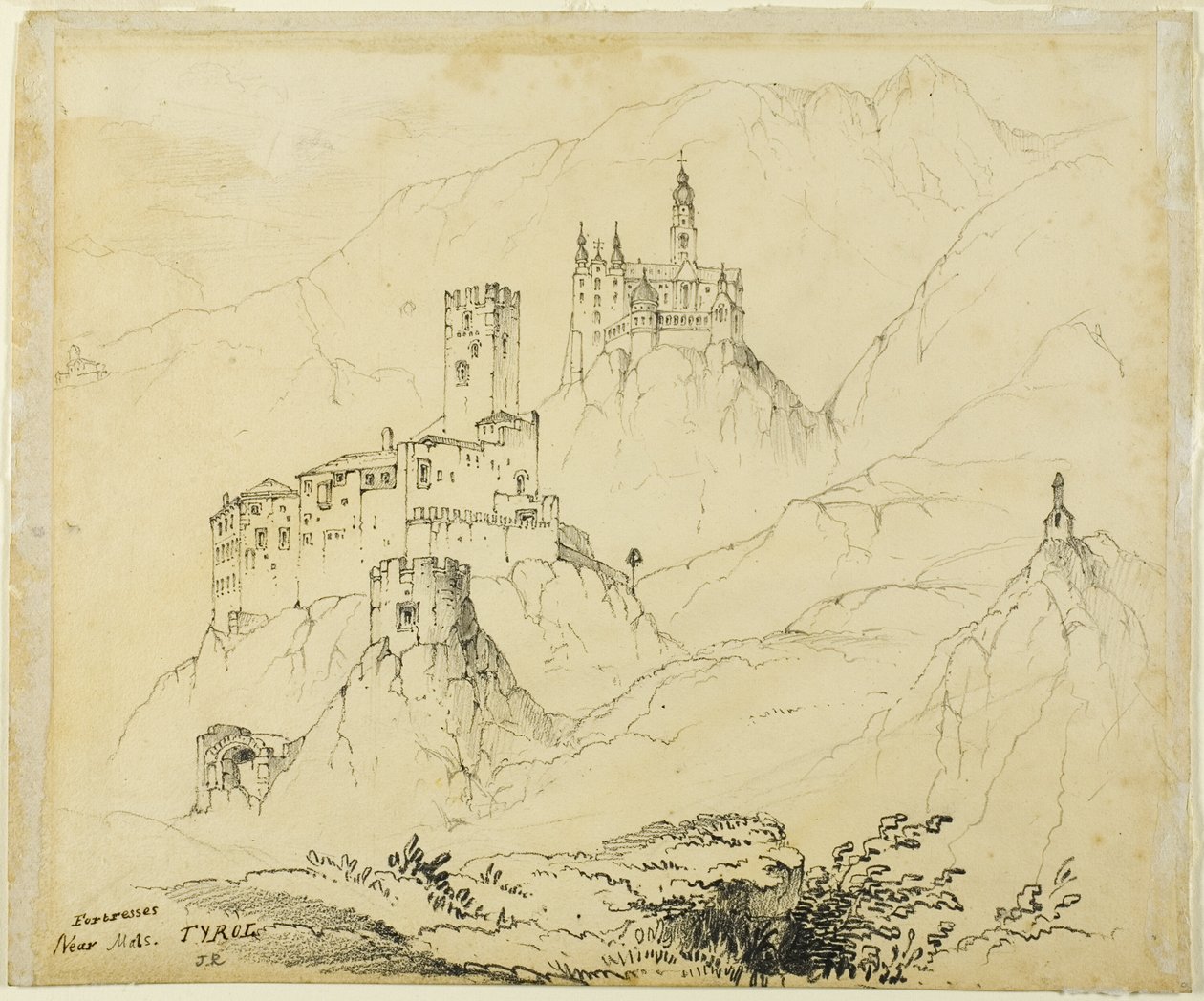 Fæstninger i Tyrol, nær Mals (recto); Slot i Lenzburg (verso) af John Ruskin