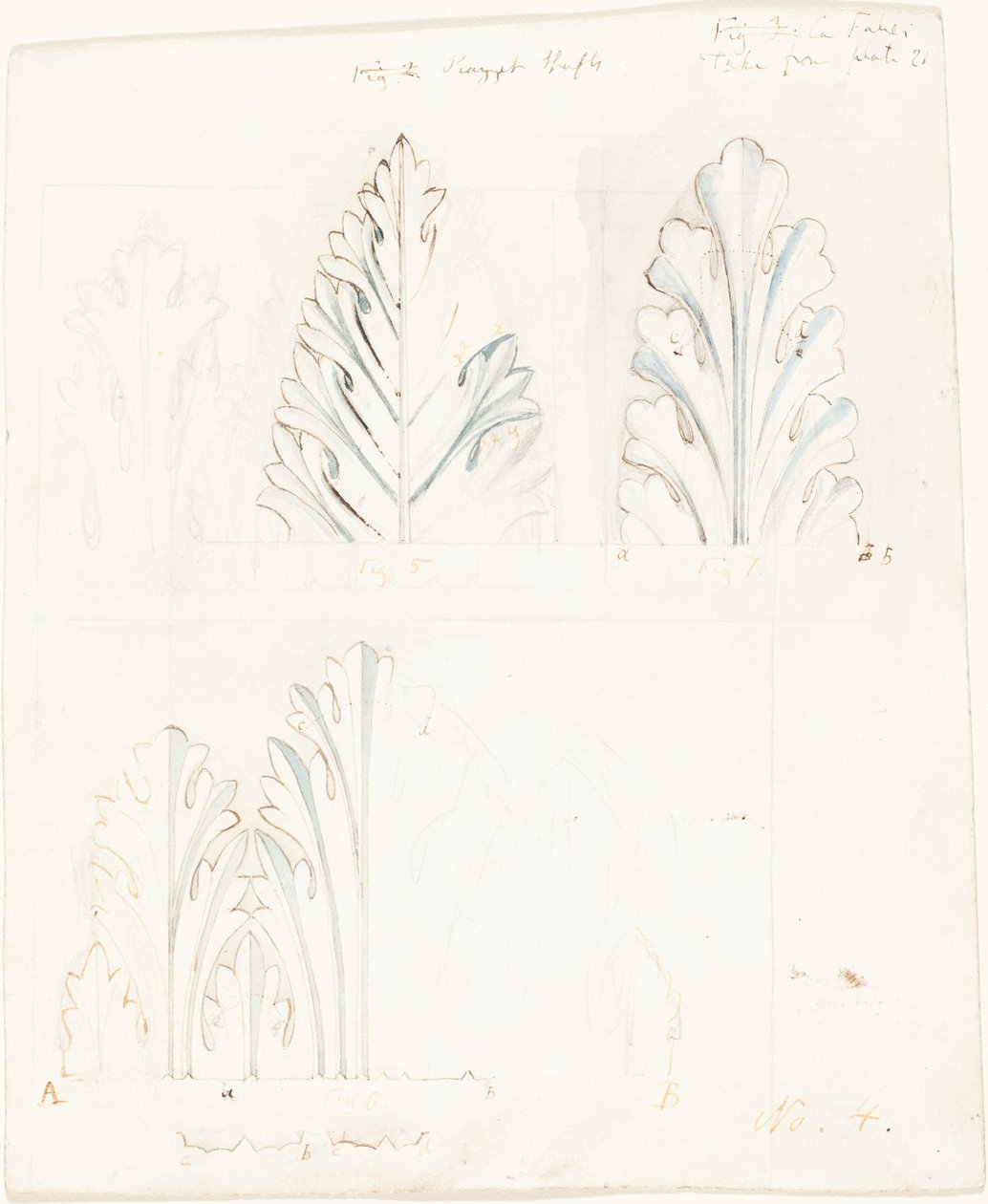 Ornamental Study med Acanthus-motiv til "The Stones of Venice" af John Ruskin
