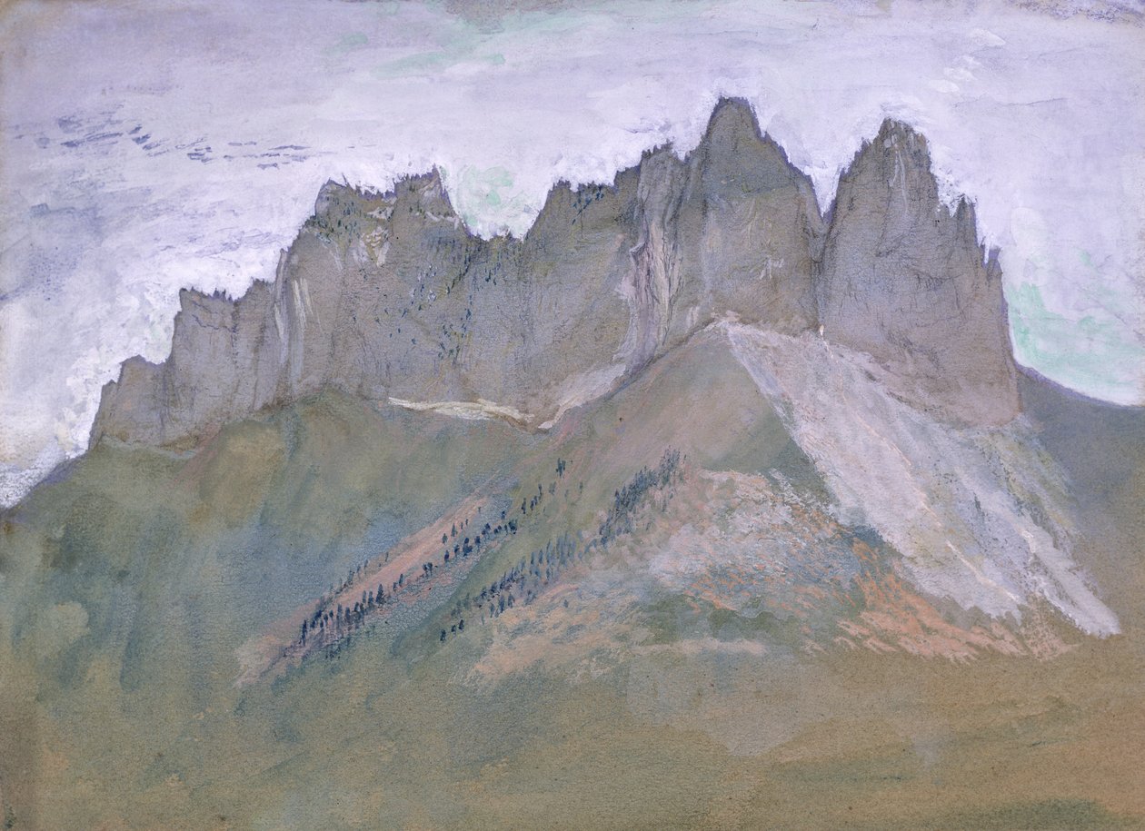 Rochers de Lanfon, Annecy-søen, ca. 1860 (gouache og wc på papir) af John Ruskin