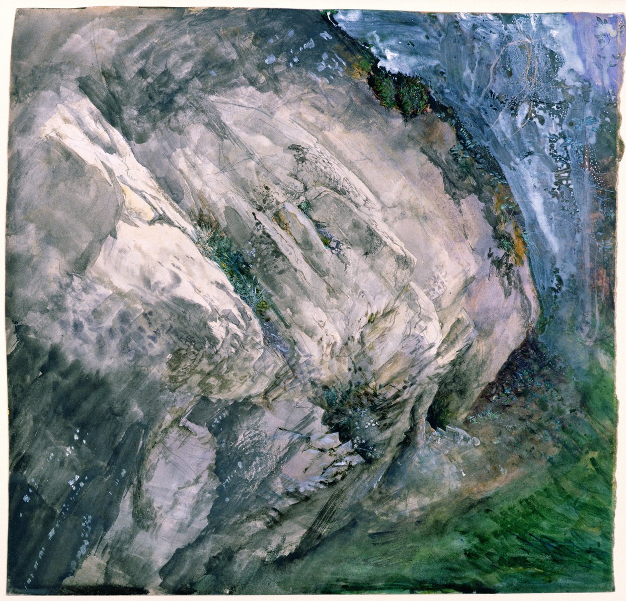 Klipper og vegetation ved Chamouni, 1854 af John Ruskin