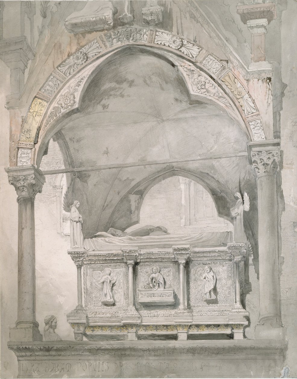 Studie til Mastino II della Scalas grav i Verona, 1852 af John Ruskin