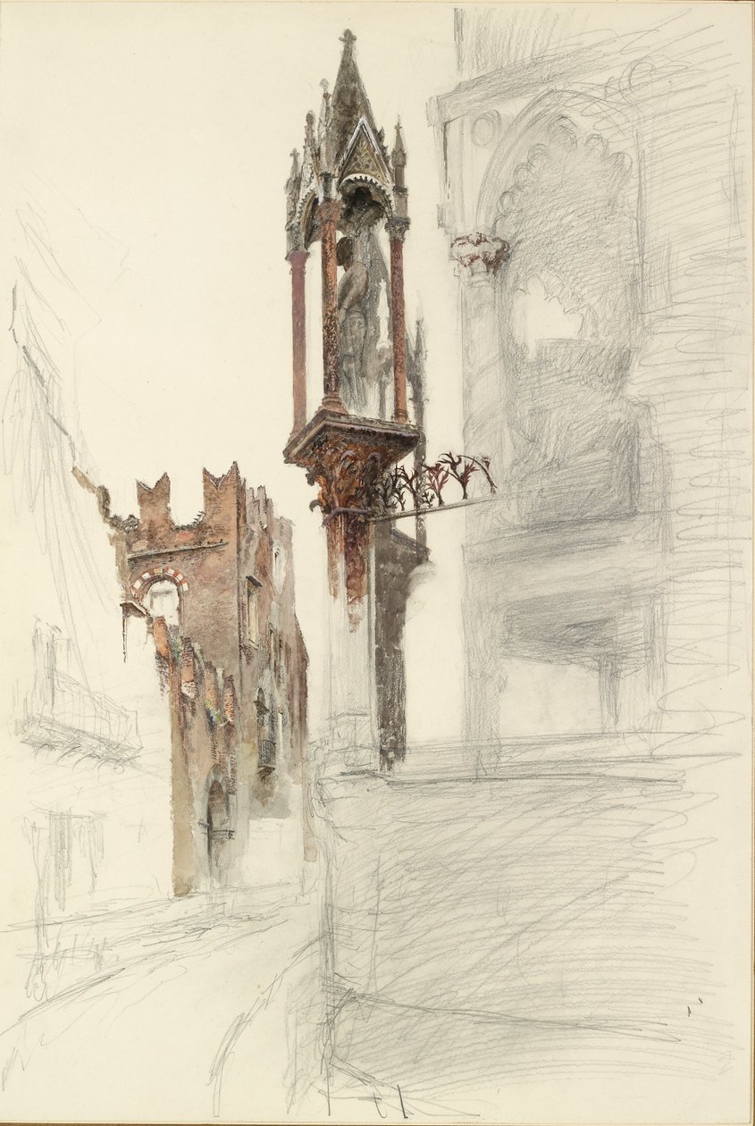 Studie af en niche omkring Cansignorio della Scalas grav i Verona, 1869 af John Ruskin