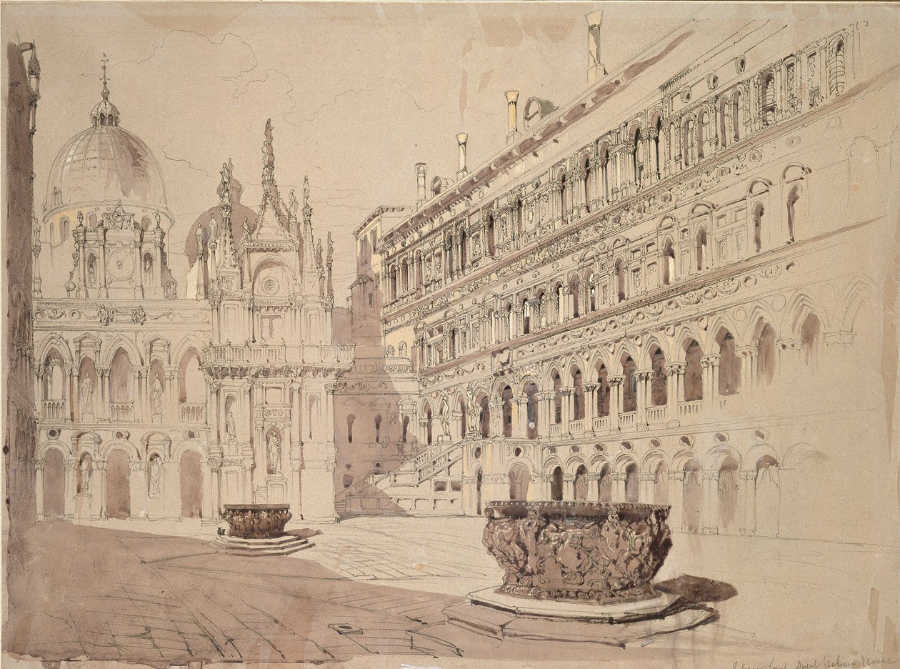 Hertugpaladsets domstol, Venedig, maj 1841 af John Ruskin