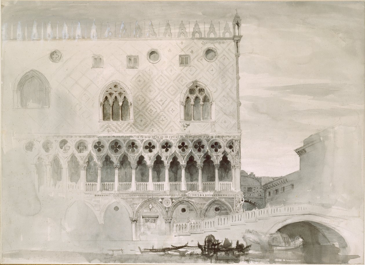 Det ydre af Hertugpaladset, Venedig, 1852 af John Ruskin