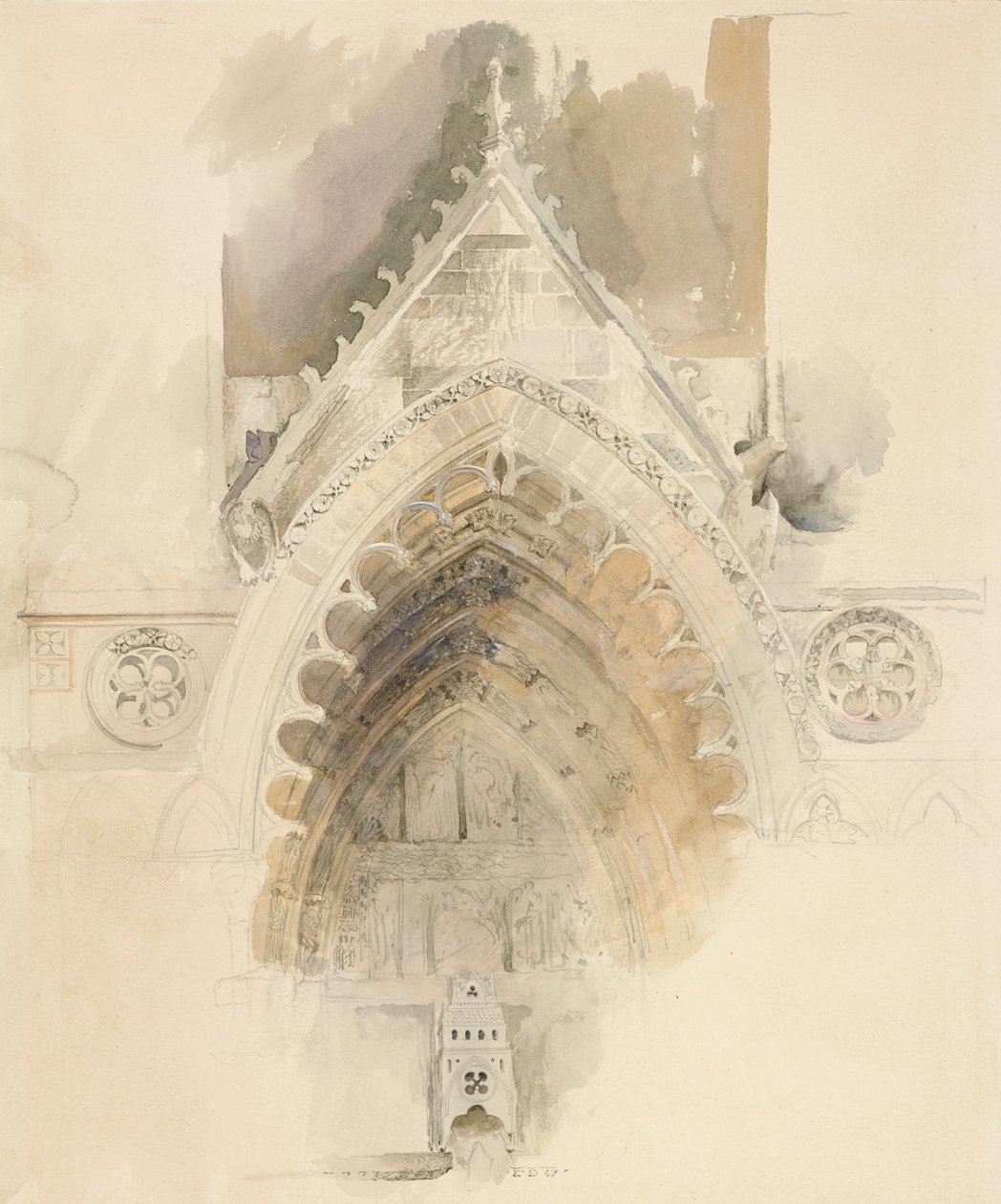 Den nordlige bue ved den vestlige indgang til Amiens-katedralen, 17.-18. maj eller 23. september 1856 af John Ruskin