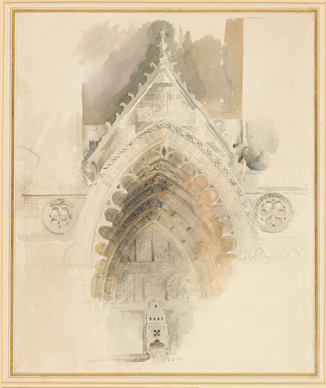 Den nordlige bue ved den vestlige indgang til Amiens-katedralen, 17. - 18. maj eller 23. september 1856. af John Ruskin