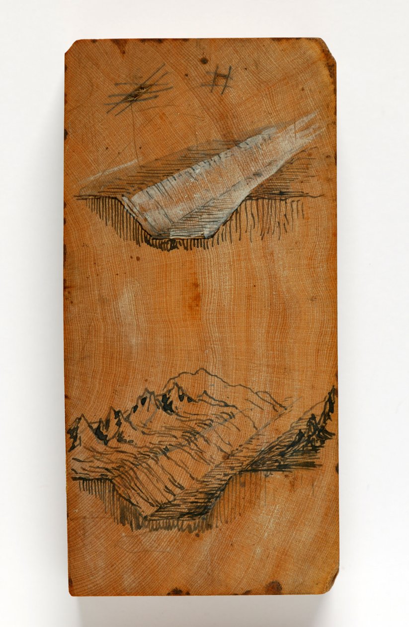 Trench of the Valley of Chamonix and the Peaks above the Trench, ca. 1856 (pen & blæk og akvarel på træ) af John Ruskin