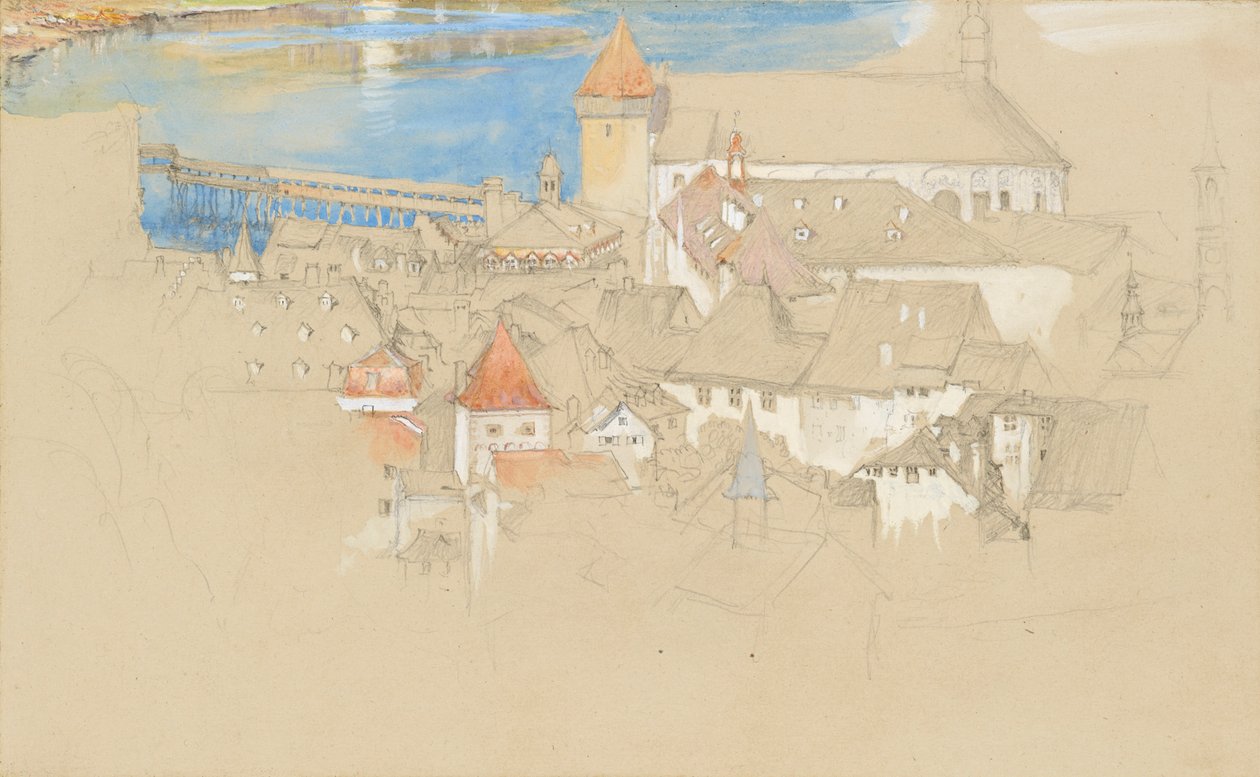 Udsigt over Luzern fra oven, 1861 eller 1866 af John Ruskin