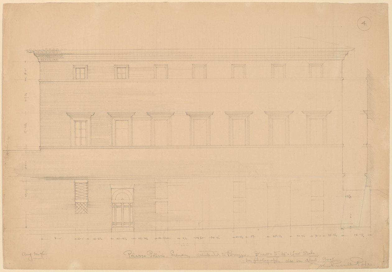Palazzo Pollini, Siena, tilskrevet Peruzzi af John Russell Pope