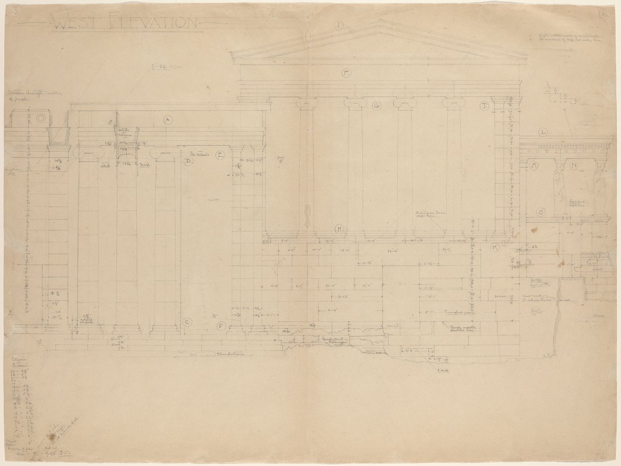Erechtheum, West Elevation [venstre halvdel] af John Russell Pope