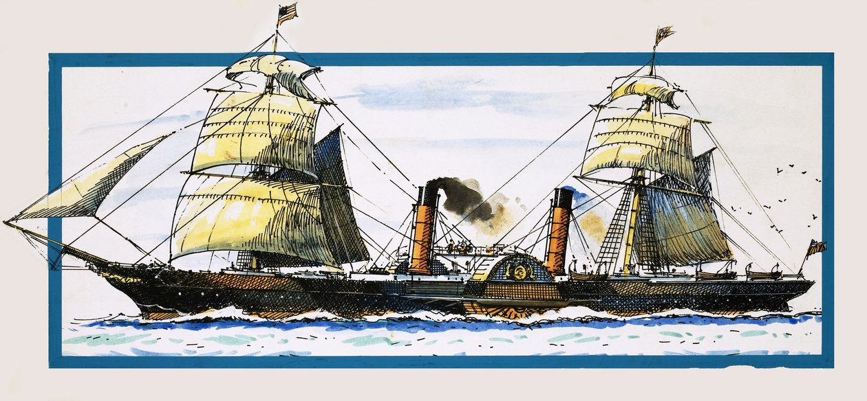 Den britiske hjuldamper Persia af John S. Smith