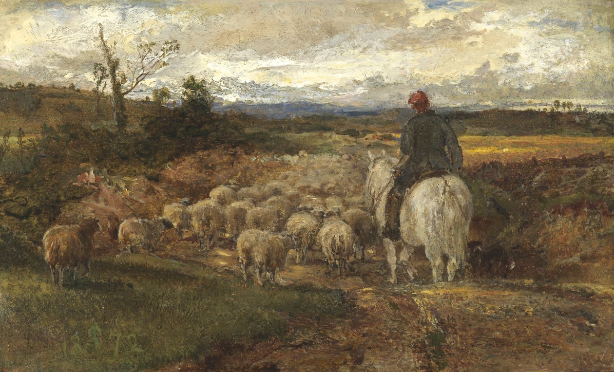 A Sussex Lane, 1872 (olie på papir lagt på linned) af John Samuel Raven