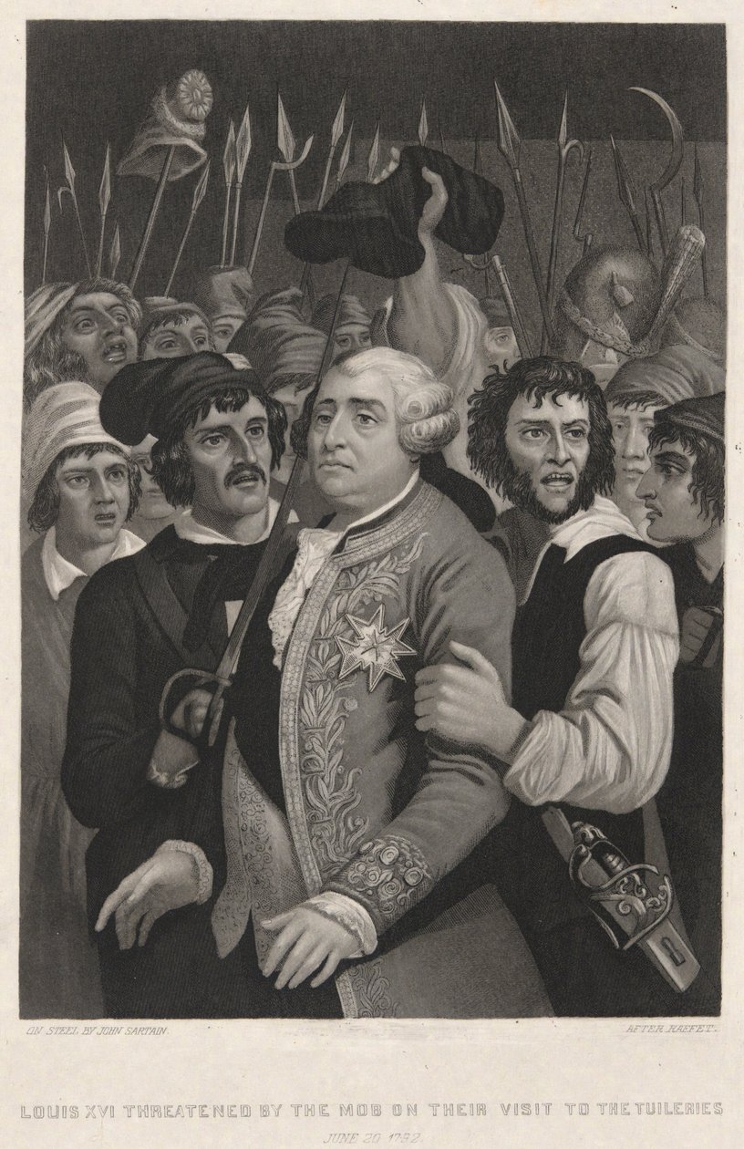 Ludvig XVI truet af pøbelen under deres besøg i Tuilerierne af John Sartain