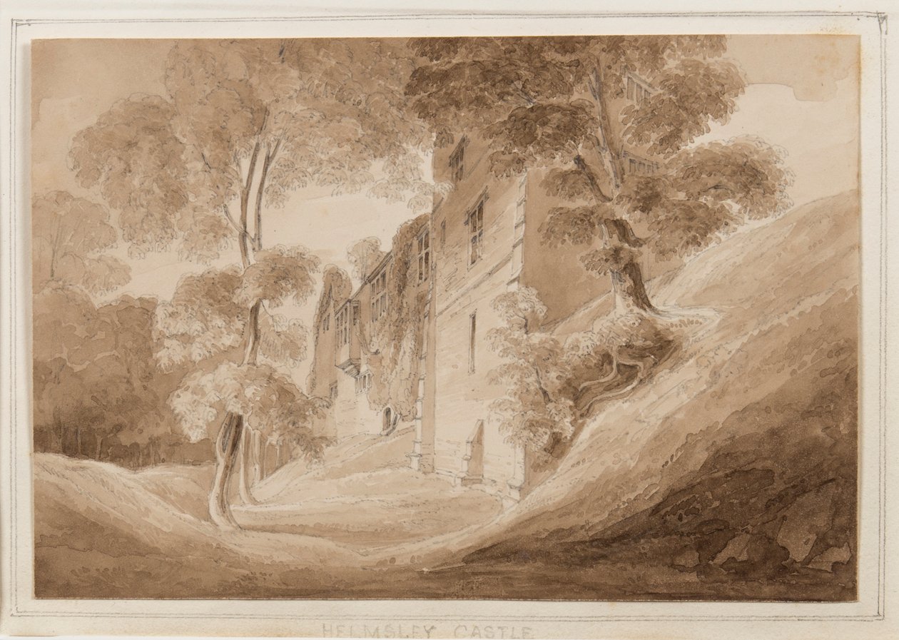Helmsley Castle, Yorkshire, 25-27 oktober 1824 (blyant, pensel og sepia blæk på papir) af John Scarlett Davis