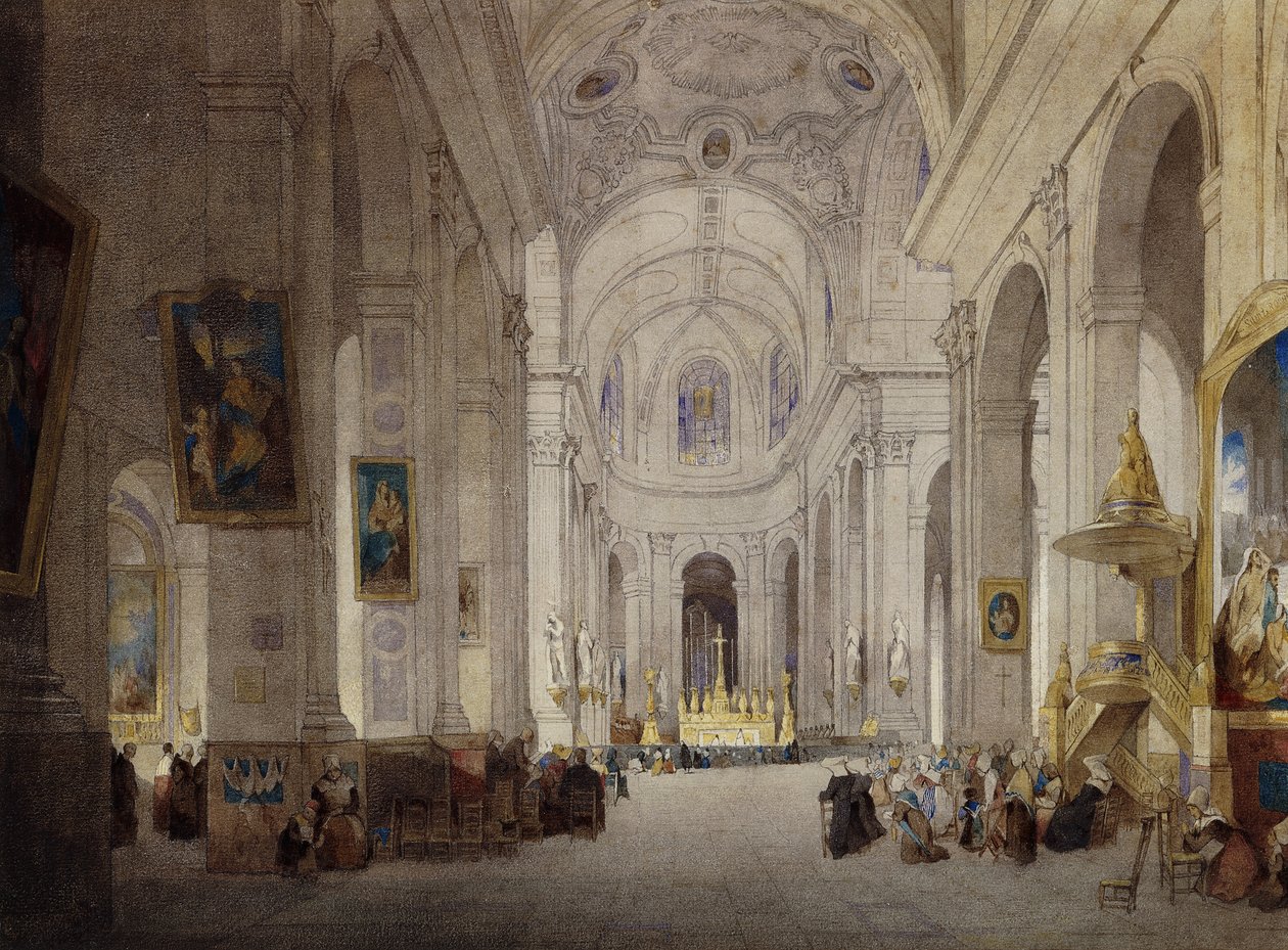 Det indre af St. Sulpice-kirken, Paris, af John Scarlett Davis