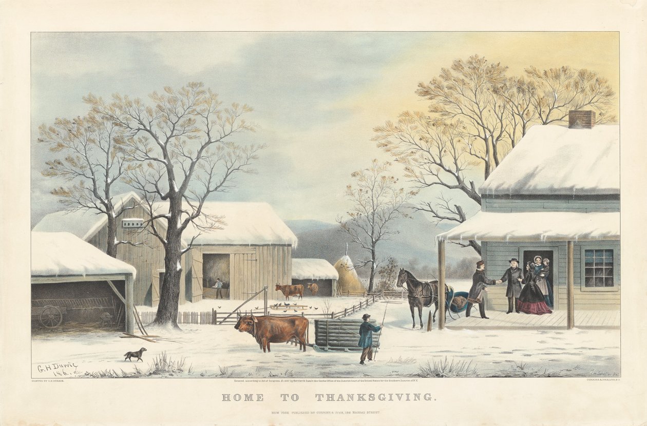 Hjem til Thanksgiving af John Schutler after George Henry Durrie