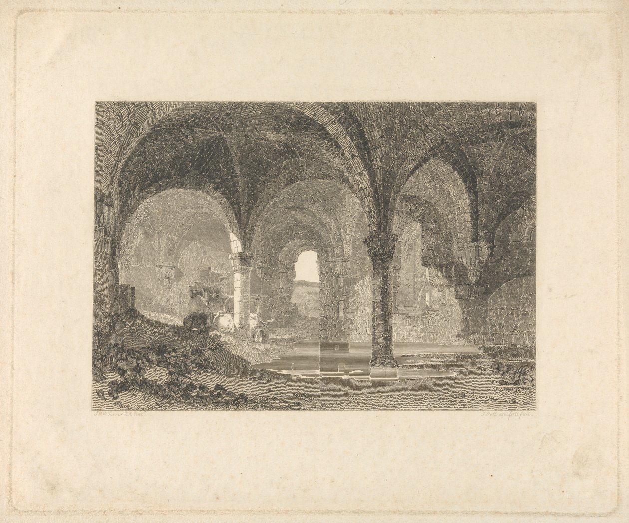 Krypten i Kirkstall Abbey, Yorkshire af John Scott