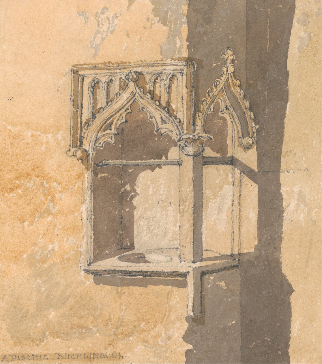 A Piscina i Blickling Kirke, Norfolk af John Sell Cotman