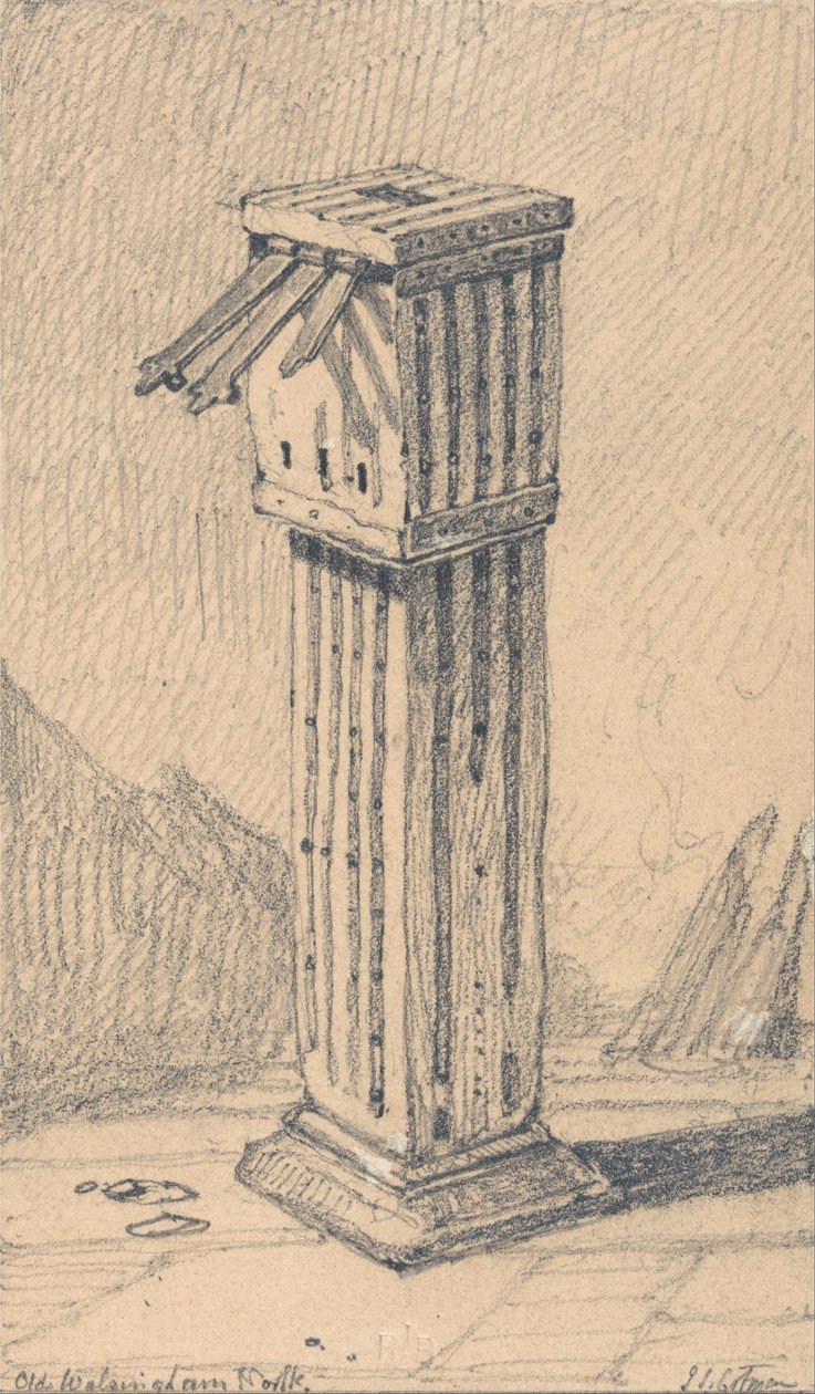 En gammel almissekasse, Walsingham Church, Norfolk af John Sell Cotman