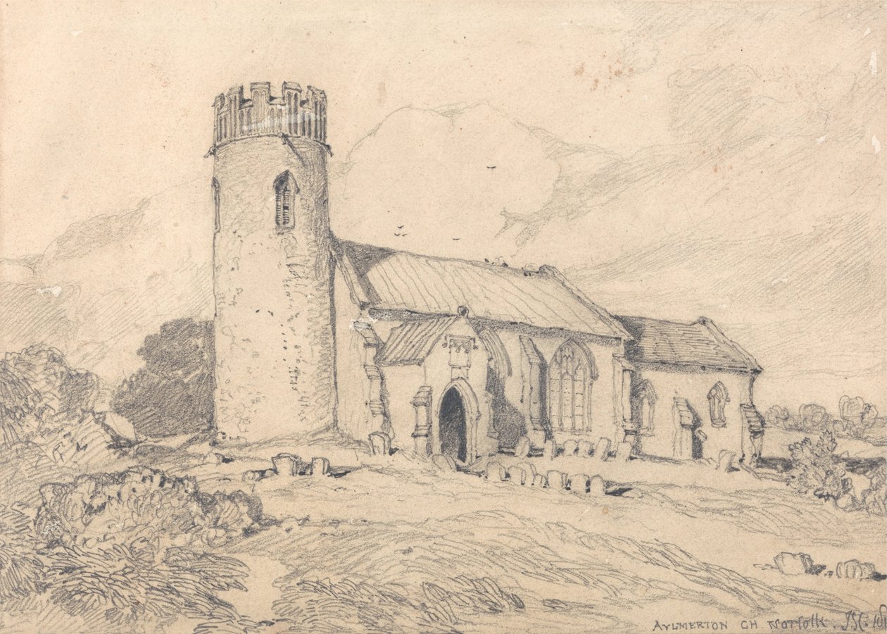 Aylmerton Church; Norfolk, fra sydvest af John Sell Cotman
