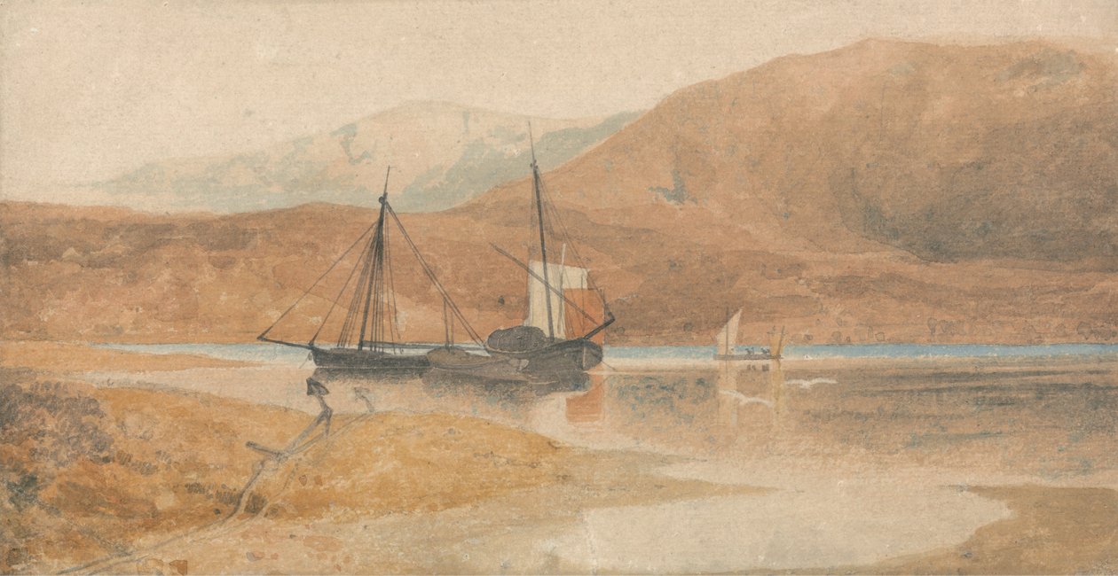 Barmouths flodmunding med Cader Idris, Nordwales af John Sell Cotman