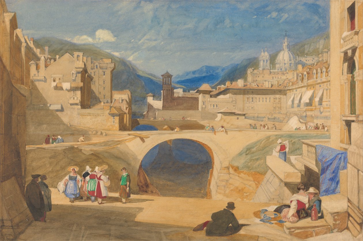 Bro i en kontinental by af John Sell Cotman