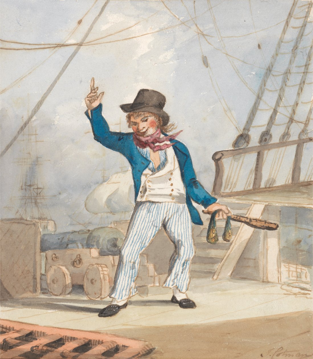 Karikatur af en sømand (en af et sæt på tre) af John Sell Cotman