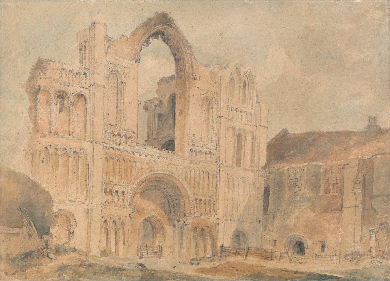 Castle Acre Priory, Norfolk, vestfronten af John Sell Cotman