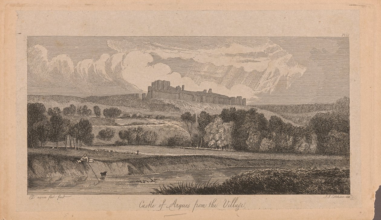 Castle of Argues fra landsbyen af John Sell Cotman
