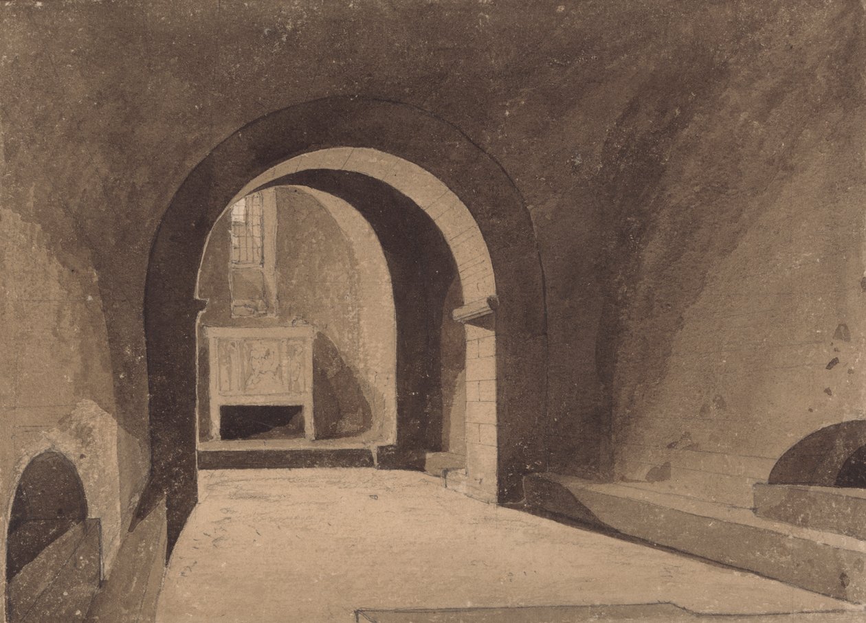 Krypten af ​​Saint Gervaise, Rouen, Normandiet af John Sell Cotman
