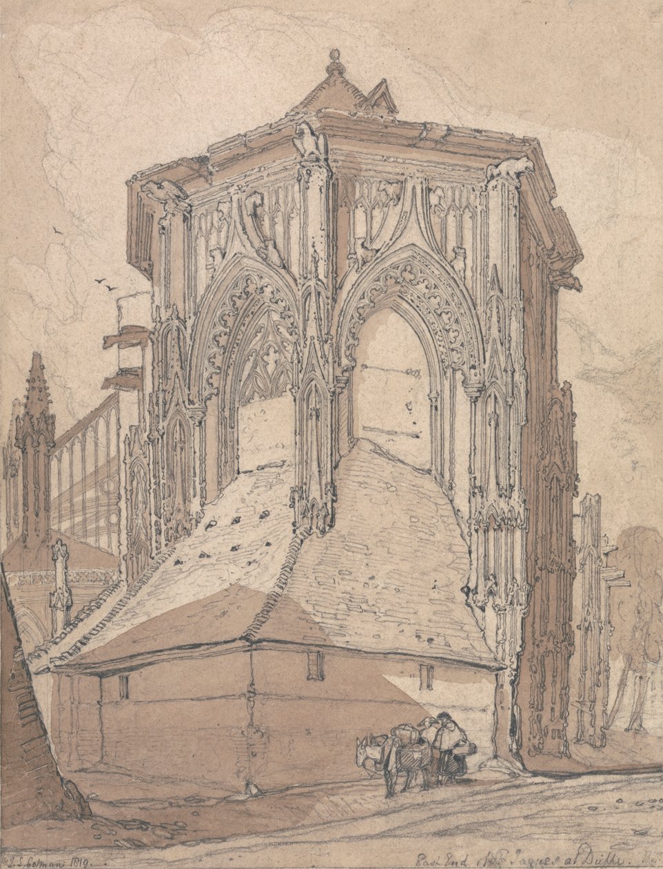 East End of Saint Jacques i Dieppe, Normandiet af John Sell Cotman