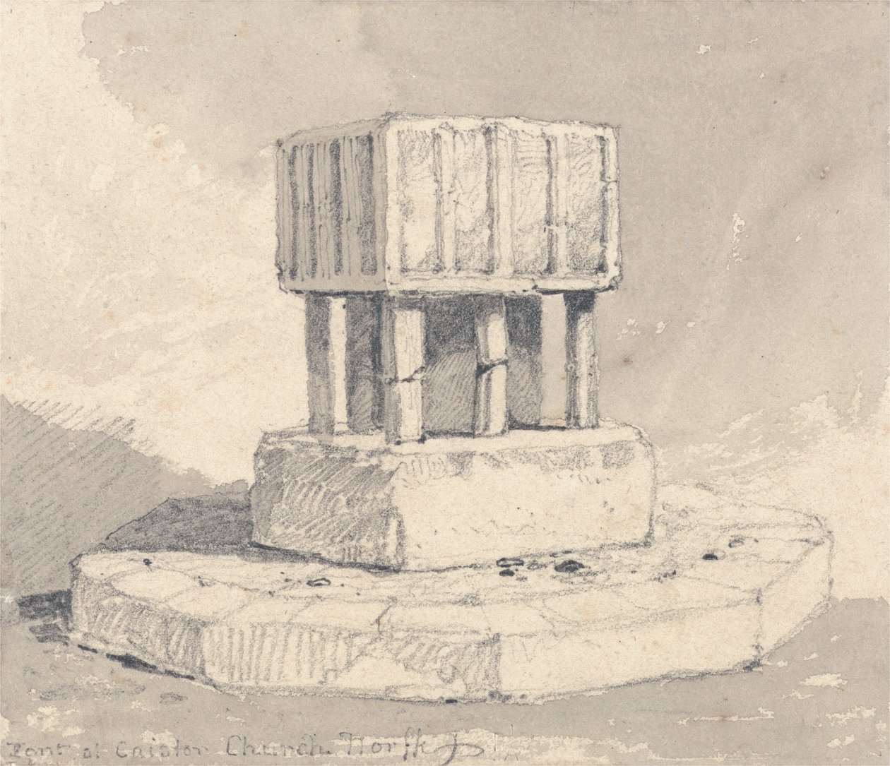 Font i Caister Church, Norfolk af John Sell Cotman