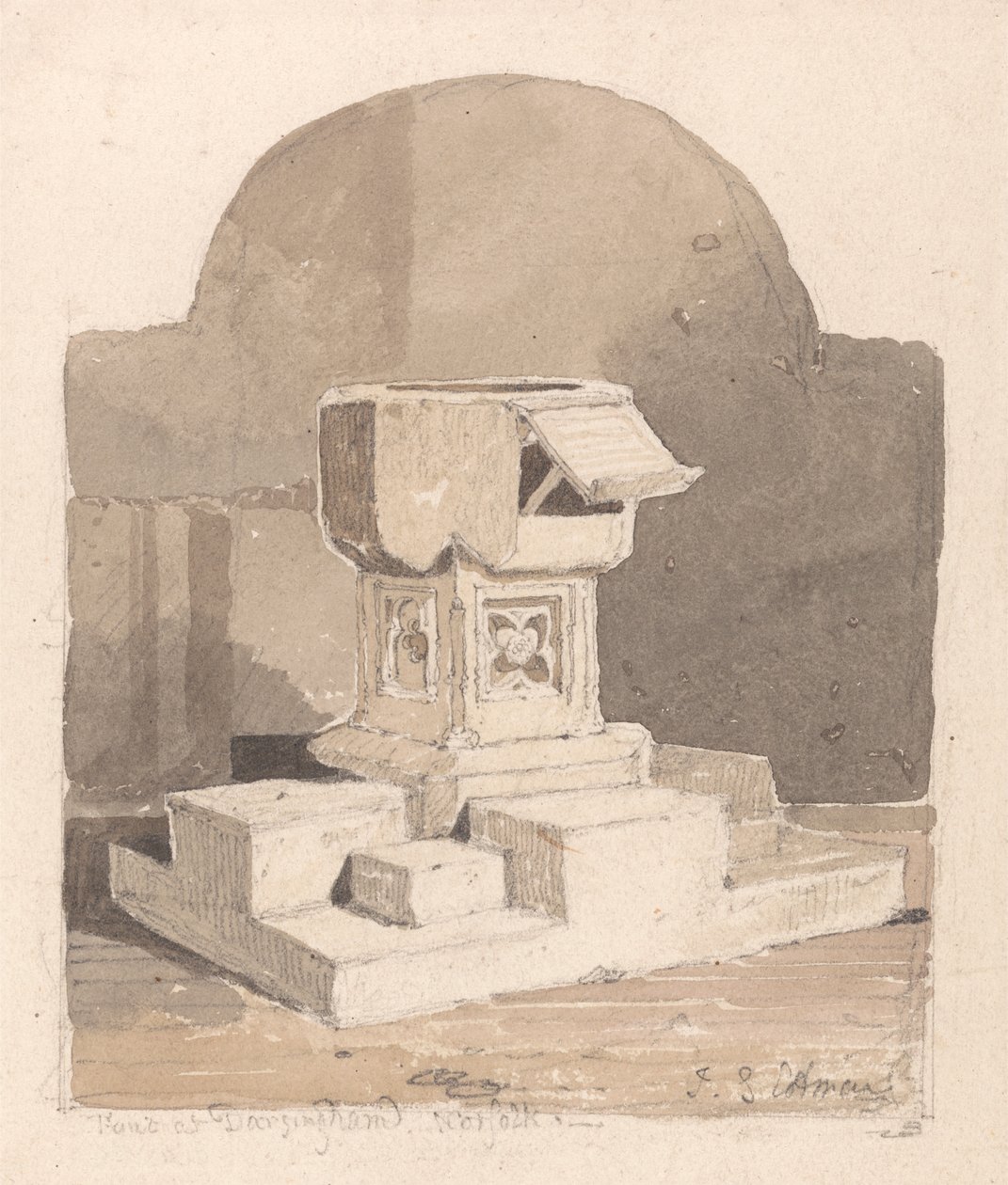 Font i Dersingham Church, Norfolk af John Sell Cotman