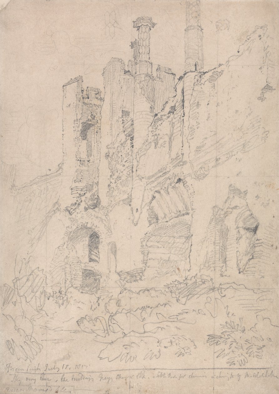 Framlingham Castle, Suffolk: Del af ruineret interiør af John Sell Cotman