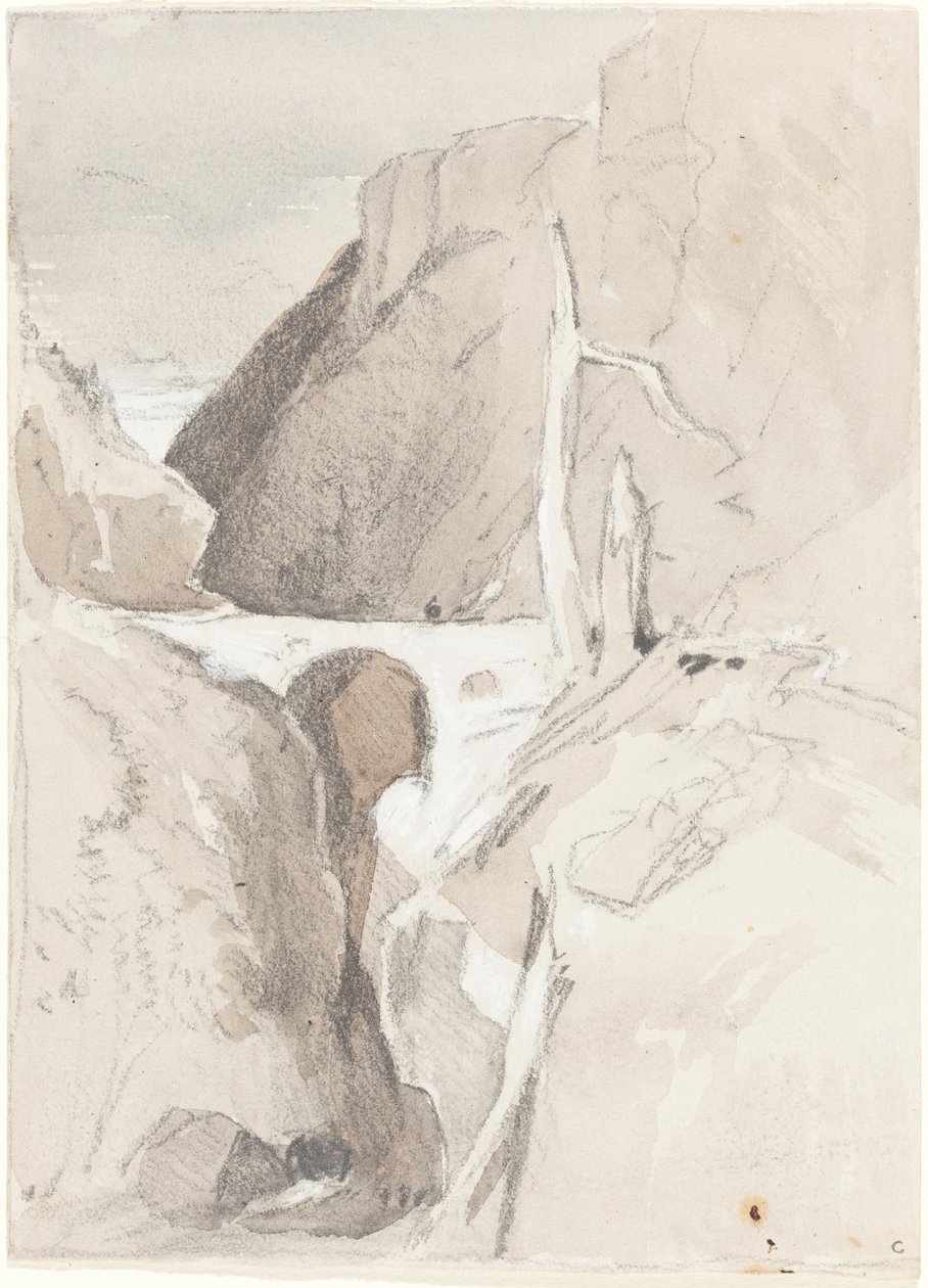 Kløft med træstubbe af John Sell Cotman