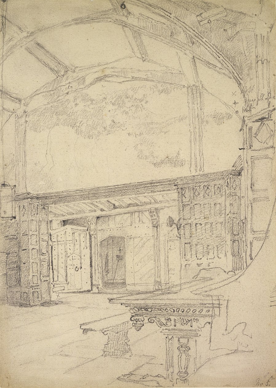 Interiør af Great Hall, Little Moreton Hall, Cheshire af John Sell Cotman