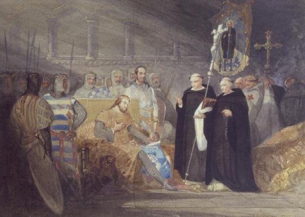 Kong John og prins Henrik i Swinstead Abbey af John Sell Cotman