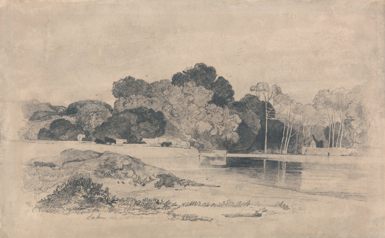 Søen ved Trentham, Staffordshire af John Sell Cotman