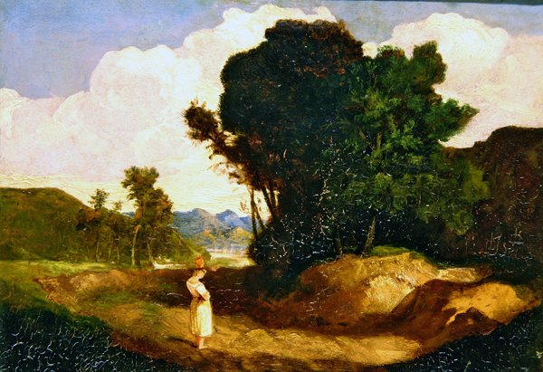 Landskab med figur (olie på panel) af John Sell Cotman