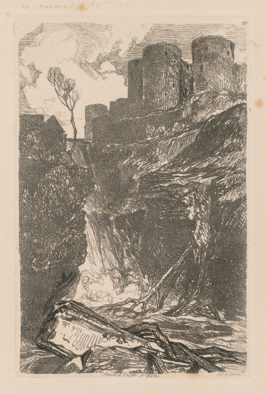 Liber Studiorum: Plade 29, Harlech Castle, N. Wales af John Sell Cotman