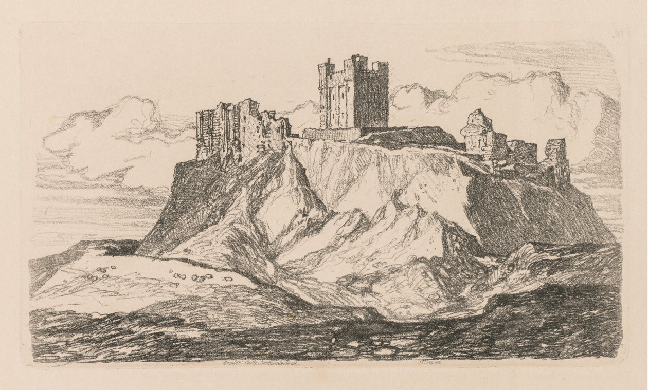 Studiebog: Plade 30, Bambro Castle, Northumberland, 1838 af John Sell Cotman