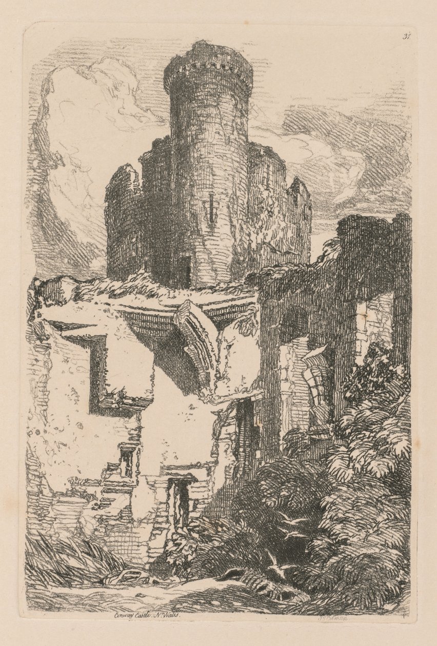 Studiebog: Plade 31, Conway Castle, N. Wales af John Sell Cotman