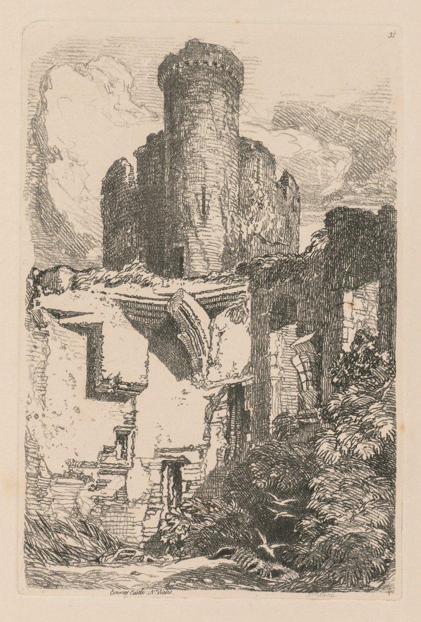 Liber Studiorum: Plade 31, Conway Castle, N. Wales, 1838. af John Sell Cotman
